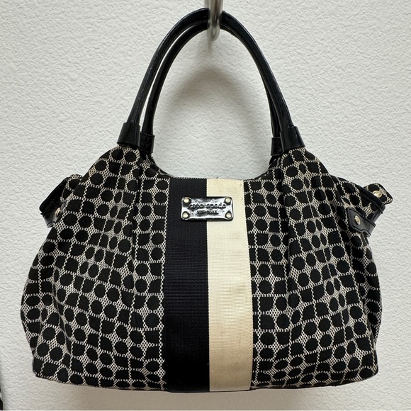 Kate Spade Black and Off Cloth White Geometric Pattern Bag - Picture 11 of 15